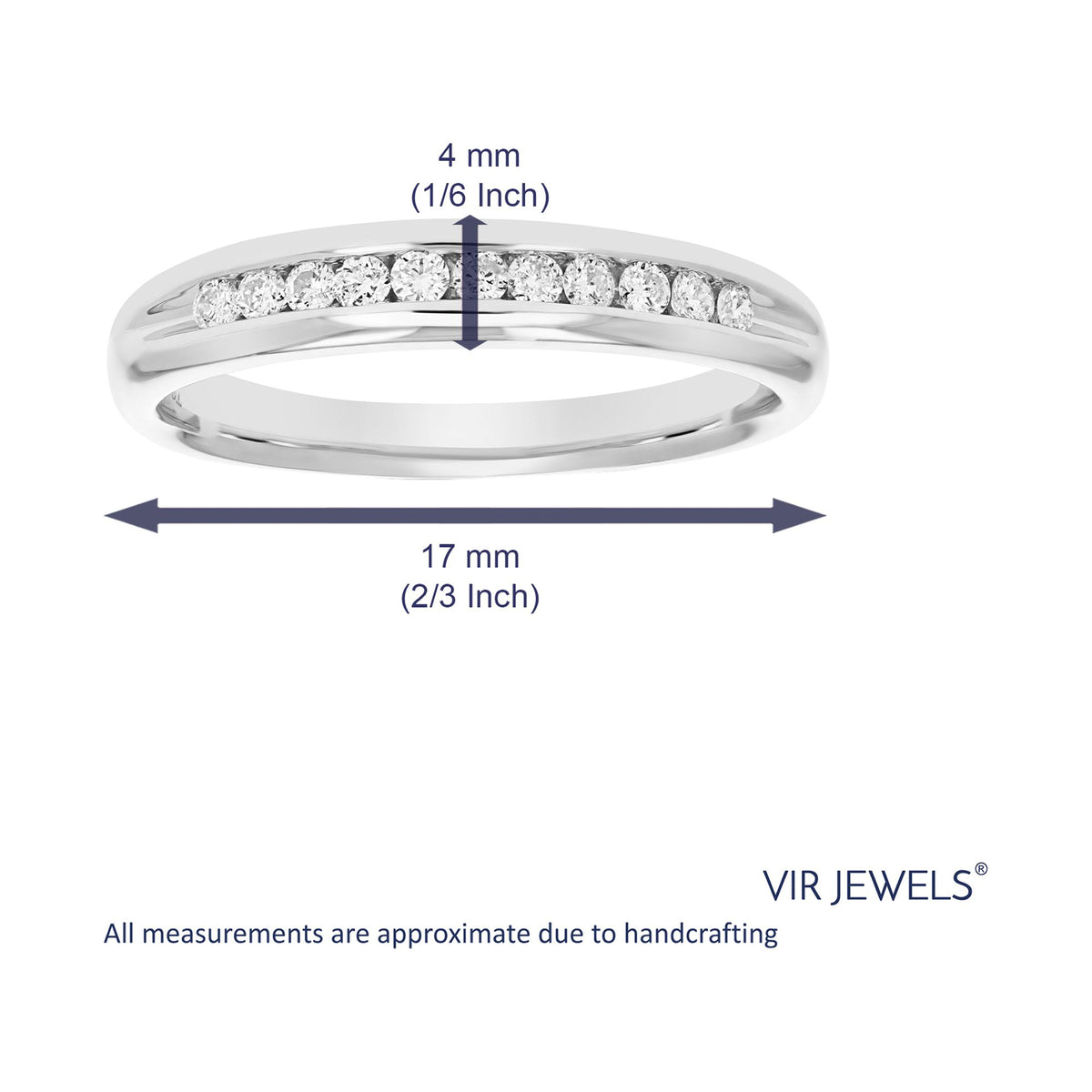 14K White Gold Diamond Bridal Band Comfort Fit T470098