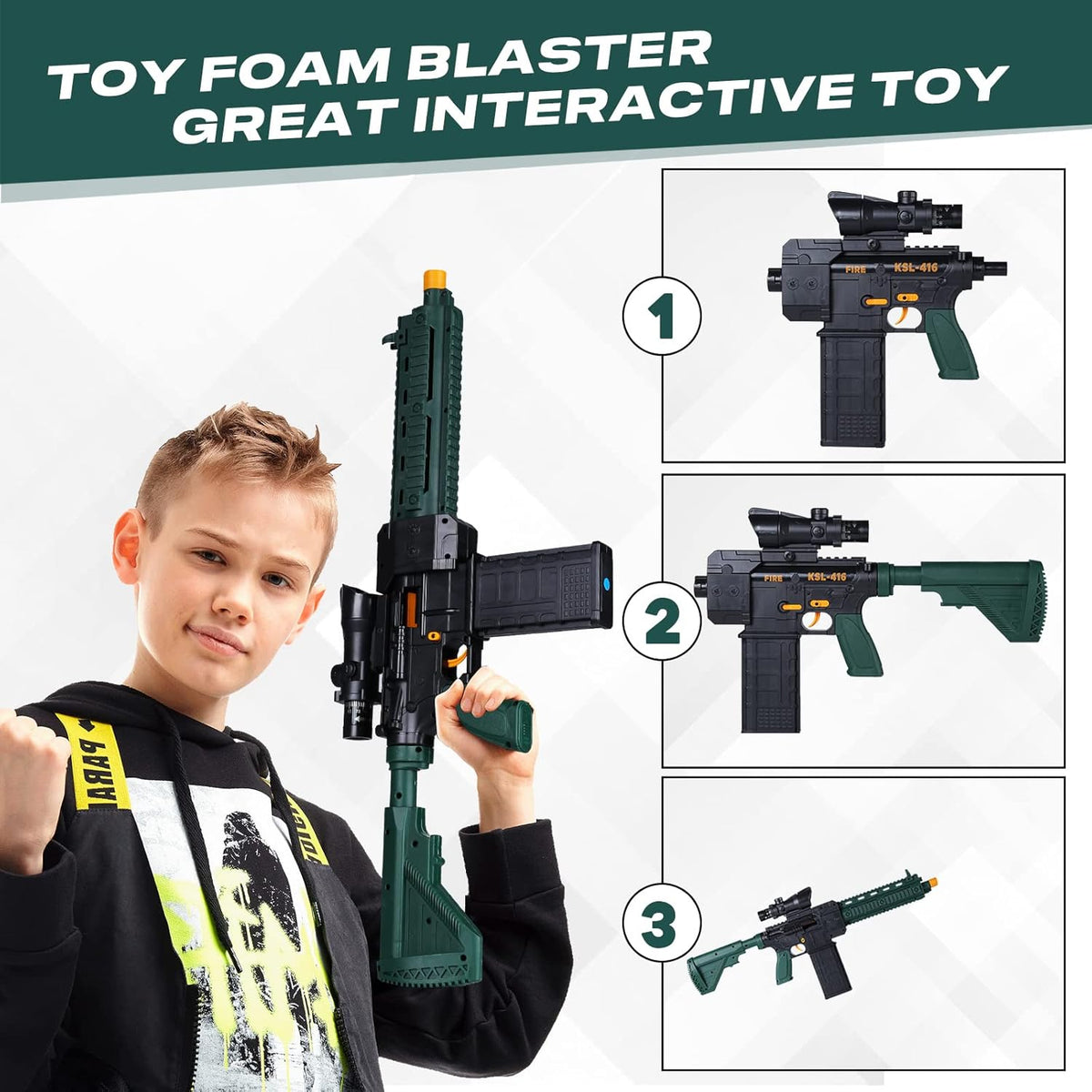 Automatic Electric Foam Blaster Toy Gun with Soft Foam Bullets D62388