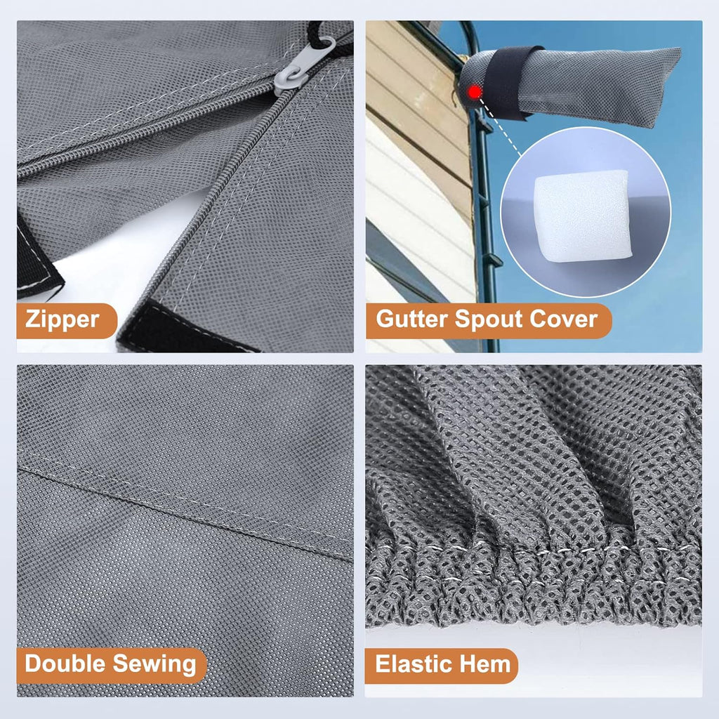 Heavy Duty 6 Layers Travel Trailer RV Cover Anti-UV Camper Cover for 24'1" - 26' Motorhome Breathable Rip-Stop with 2Pcs Extra Straps & Gutter Spout Covers U12426
