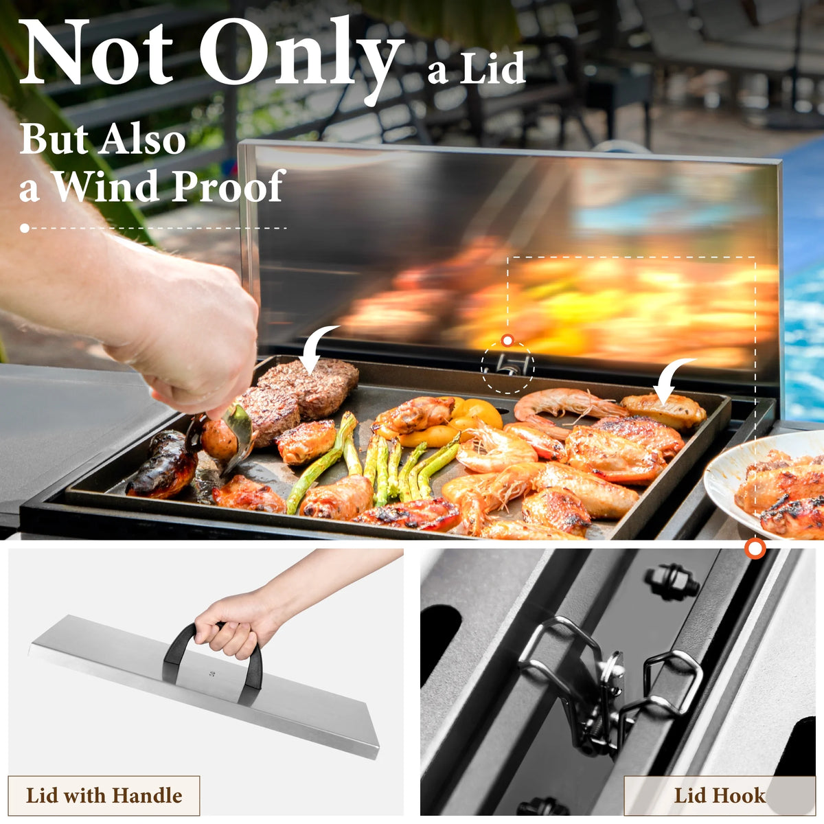 2-Burner Propane Grill and Griddle Cooking Station with Side Shelves Black X543251