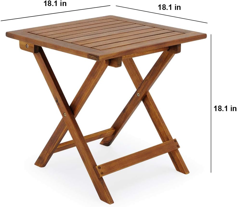 18x18 Inch Acacia Wood Folding Patio Side Table U93857