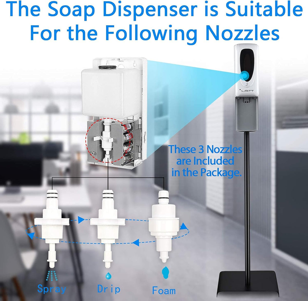 Touchless Hand Sanitizer Dispenser with Stand and 3 Nozzles U45736