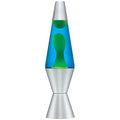 14.5-Inch Silver Base Lamp with Yellow Wax in Blue Liquid P955524