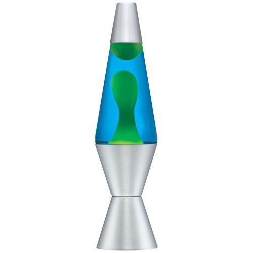 14.5-Inch Silver Base Lamp with Yellow Wax in Blue Liquid P955524