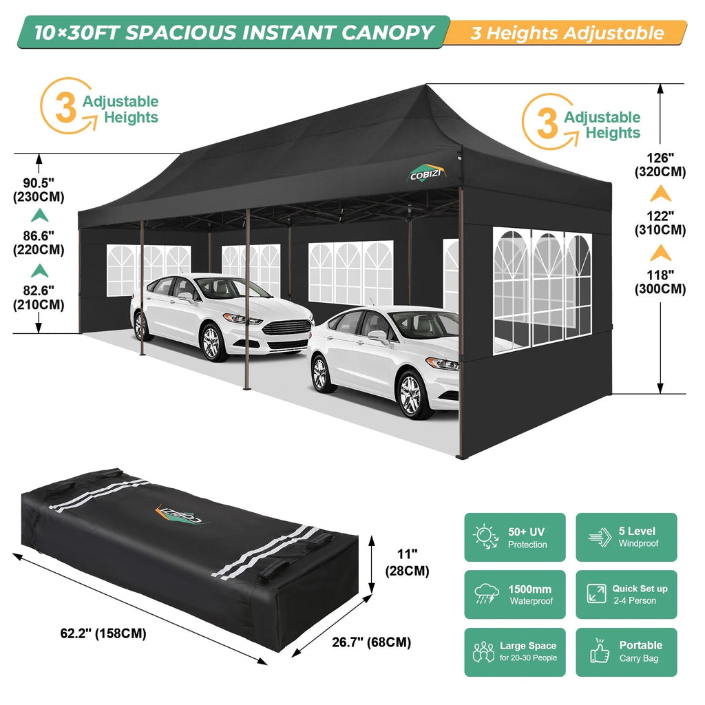 10x30 Party Tent with 8 Sidewalls, Black N123
