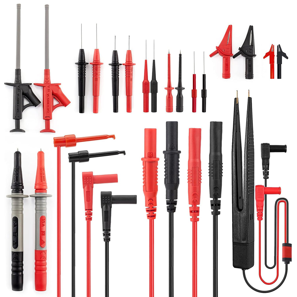 23PCS Multimeter Test Leads Kit with Replaceable Precision Probes, Alligator Clips, Test Hook, Flexible Wires G73918