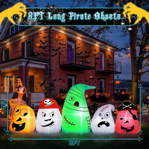 8FT Halloween Inflatable Pumpkin with Built-in LED Lights H85745