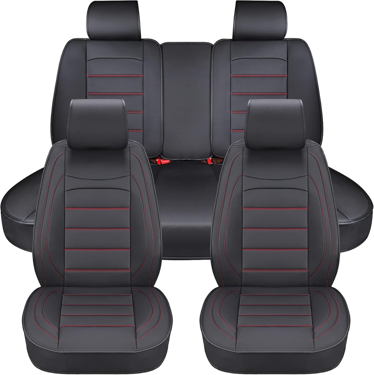 Beige Waterproof Leather Car Seat Covers Full Set I3220