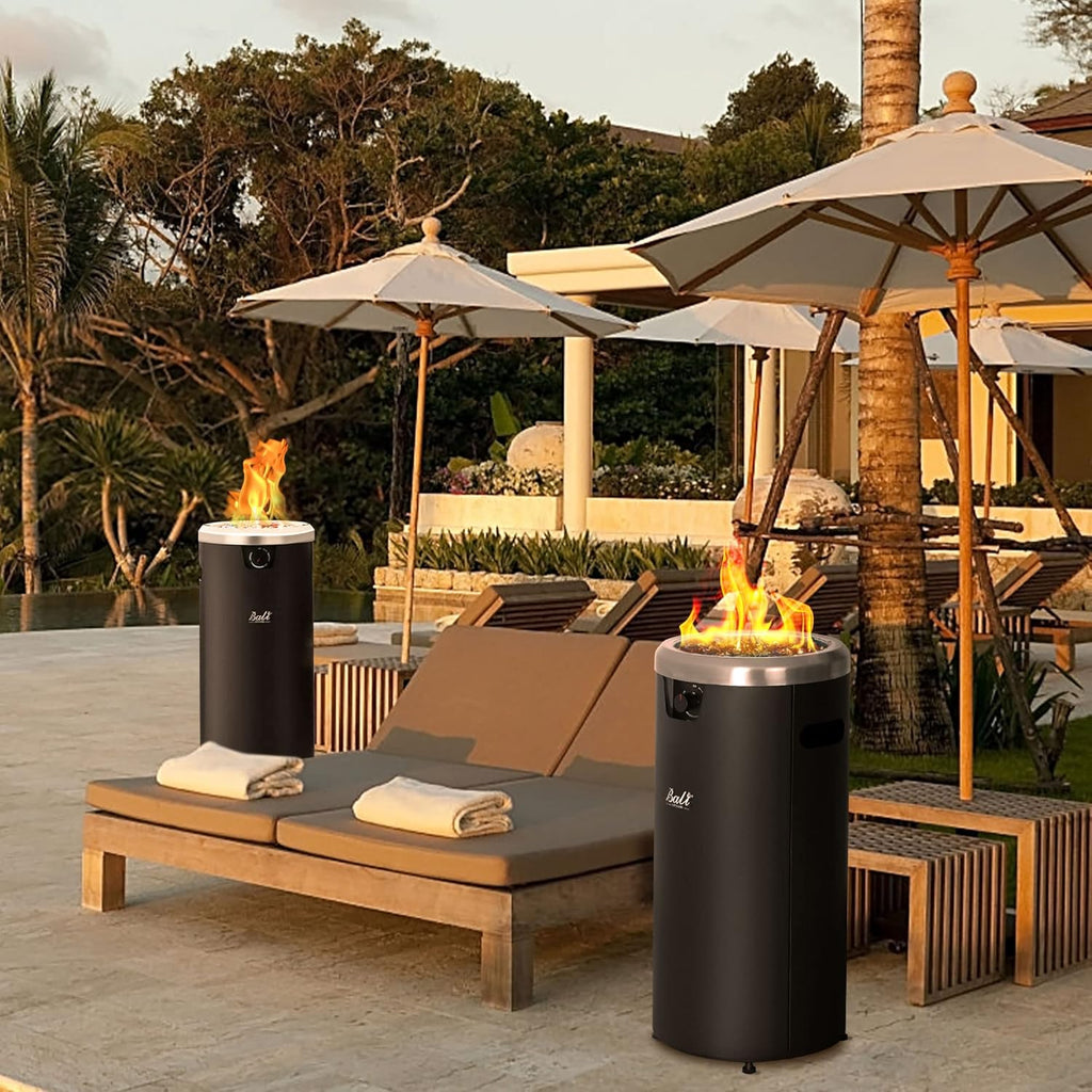 15 inch Round Gas Fire Pit with Blue Fire Glass A245
