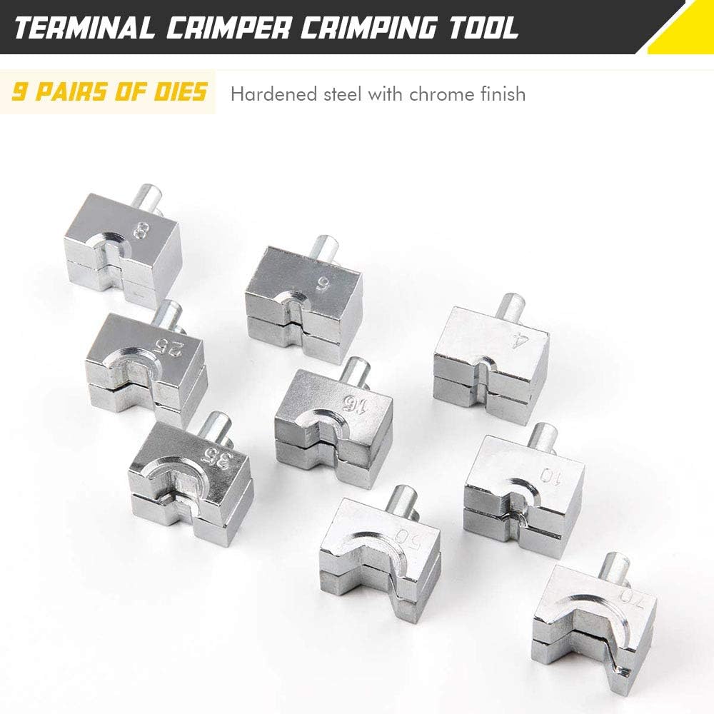 10 Ton Hydraulic Hand Crimper Tool Set with 9 Pairs of Dies V7155