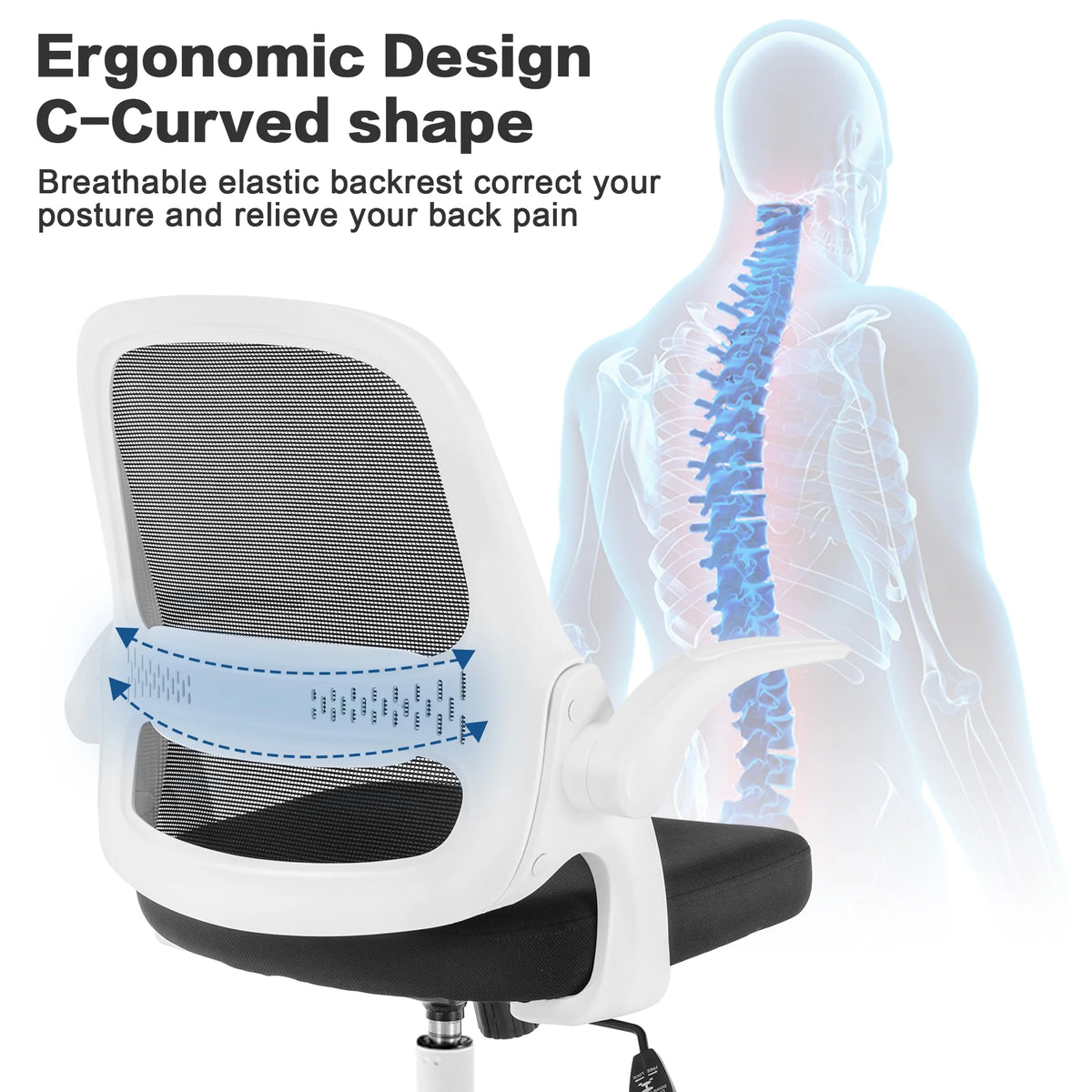 Black Office Chair with Flip-up Armrests V248290