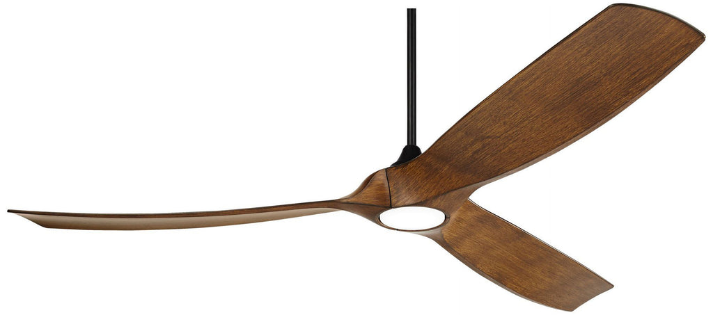 70" Black Koa Damp Rated Indoor Outdoor Ceiling Fan with Dimmable LED Light Remote D83639