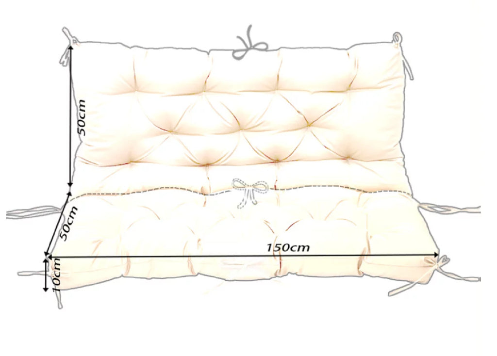 Waterproof Sun-Resistant Outdoor Bench Cushion with 8 Nonslip Ties M904706