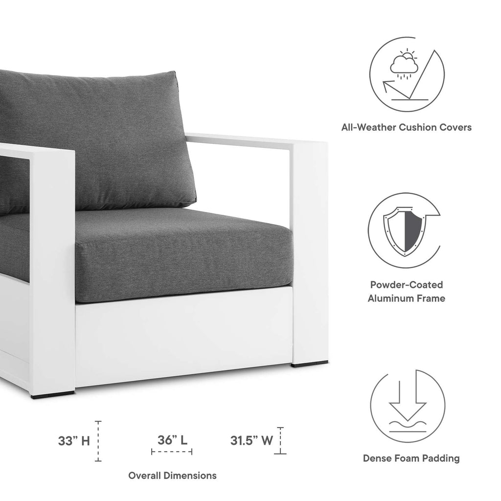 White Powder-Coated Aluminum Armchair T6148
