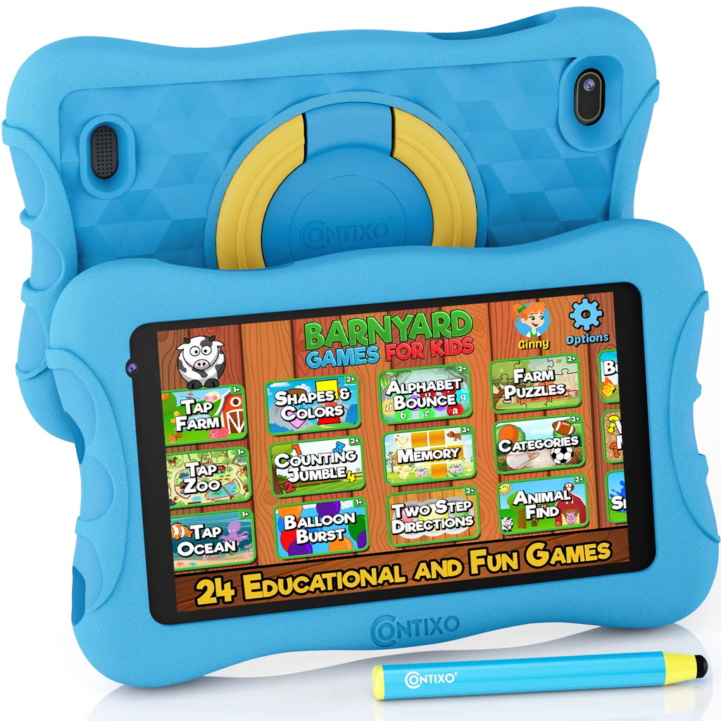 7 inch Kids Learning Tablet with Headphone Blue Set T35617