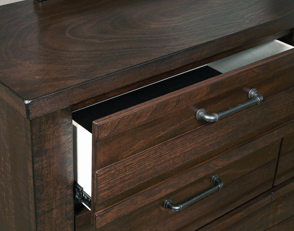 Espresso Wood Bedroom Set with King Bed Dresser Mirror Nightstand Chest P3742