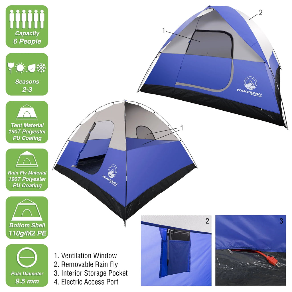 4-Person Water Resistant Dome Tent with Carry Bag X81708