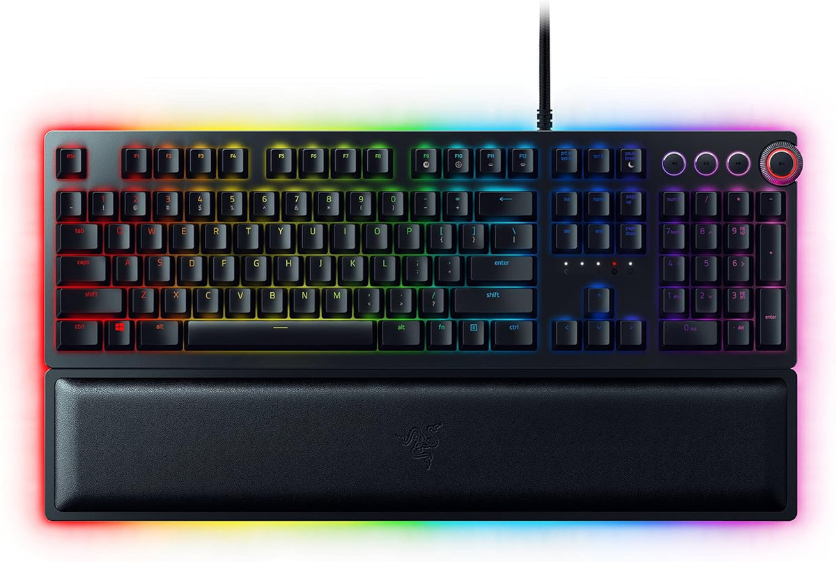 Linear Optical Gaming Keyboard with Chroma RGB Lighting and Magnetic Plush Wrist Rest N4748