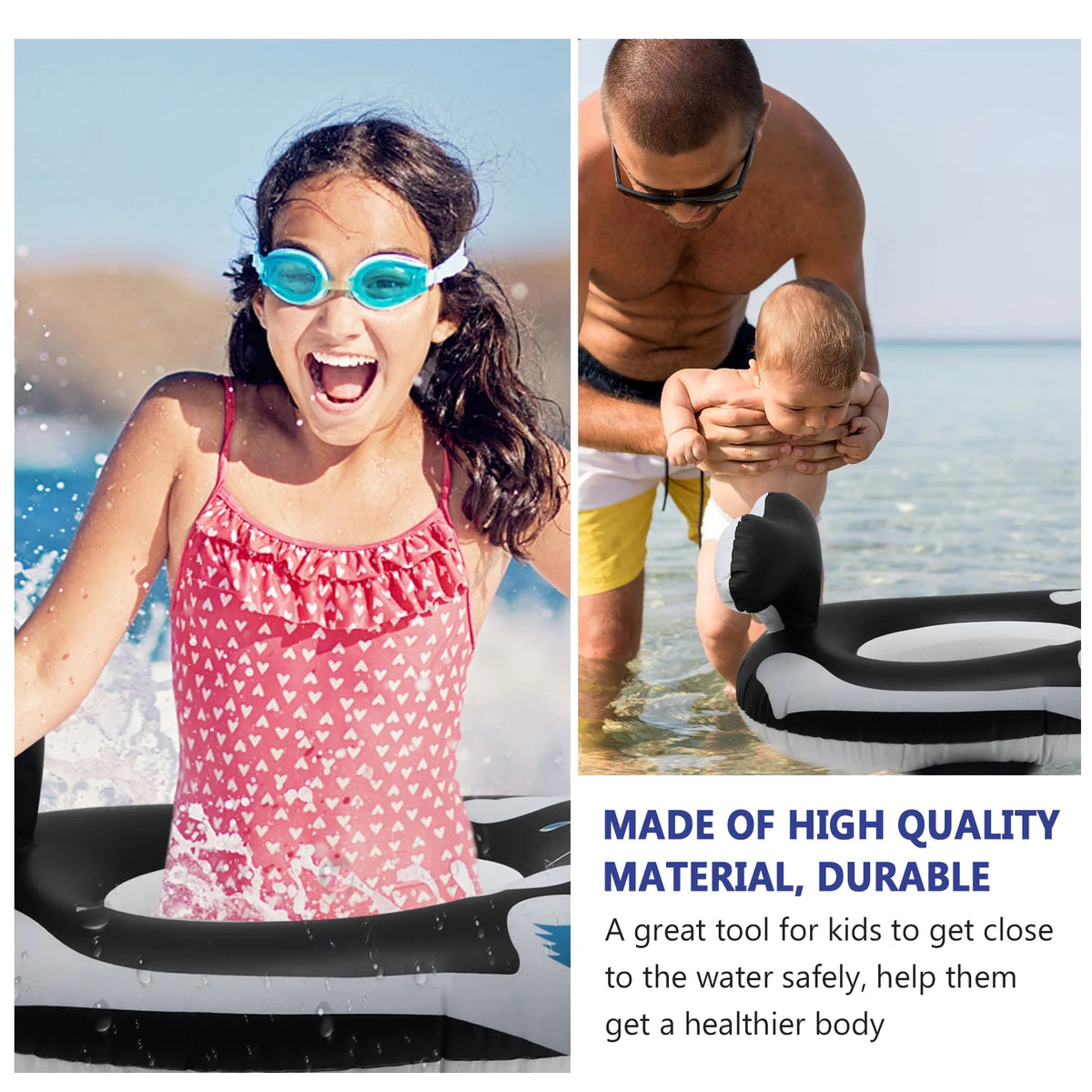2 pcs Baby Seat Swim Ring Whale Design Pool Toys G370