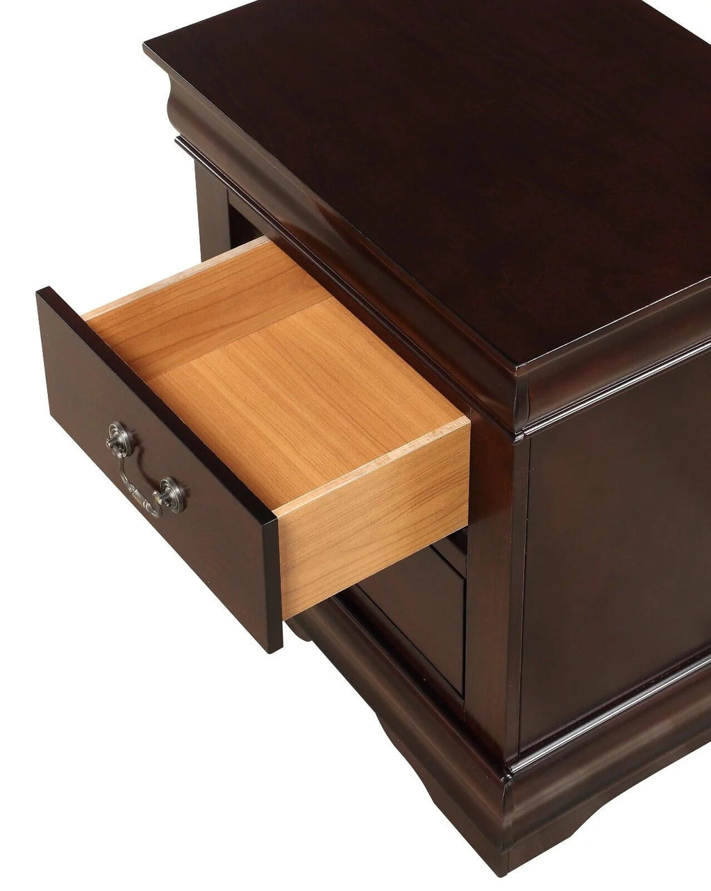 King Size 3pc Bedroom Set Panel Bed and 2 Nightstands Cherry Brown Wooden A292779