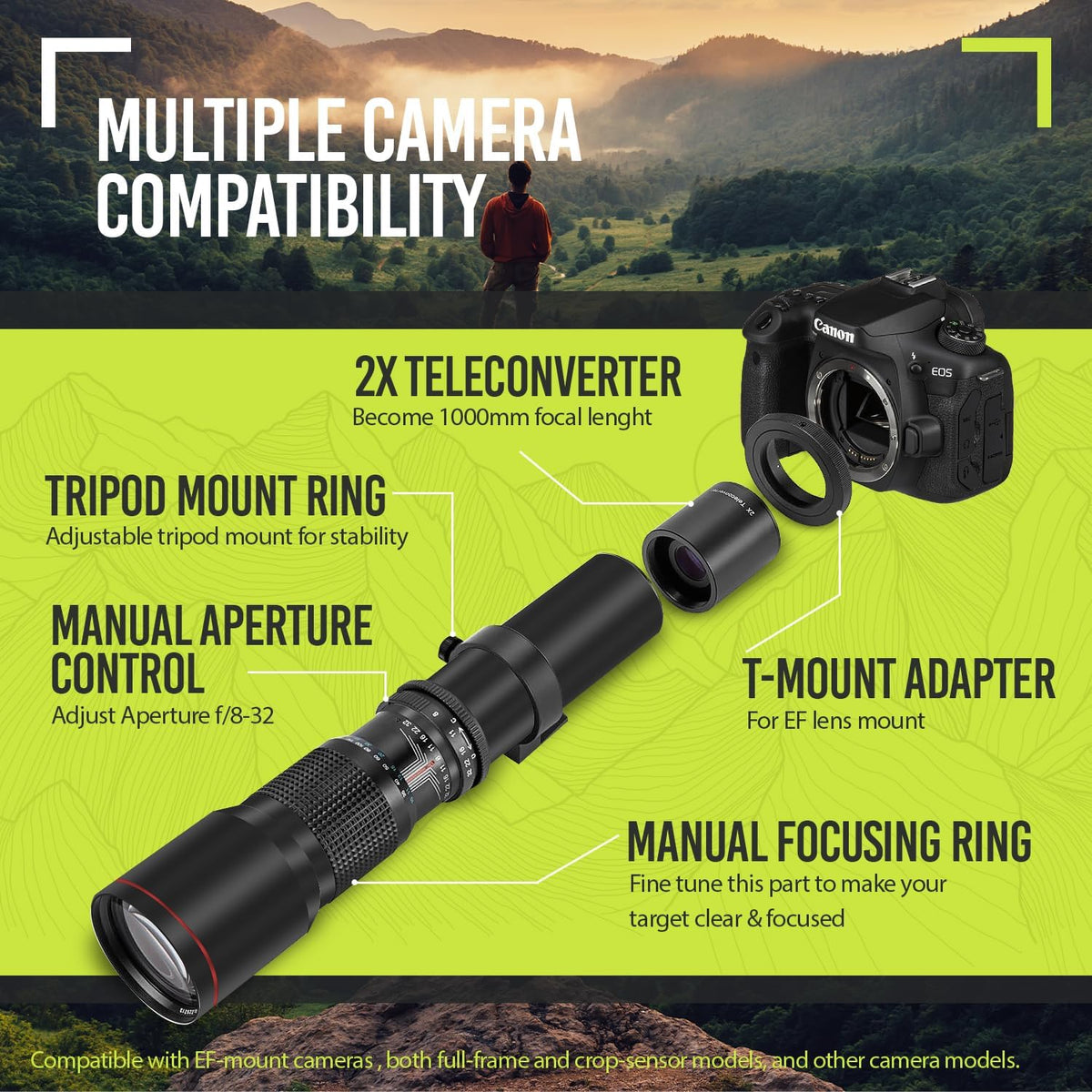 500mm/1000mm f/8 Manual Telephoto Lens D321945