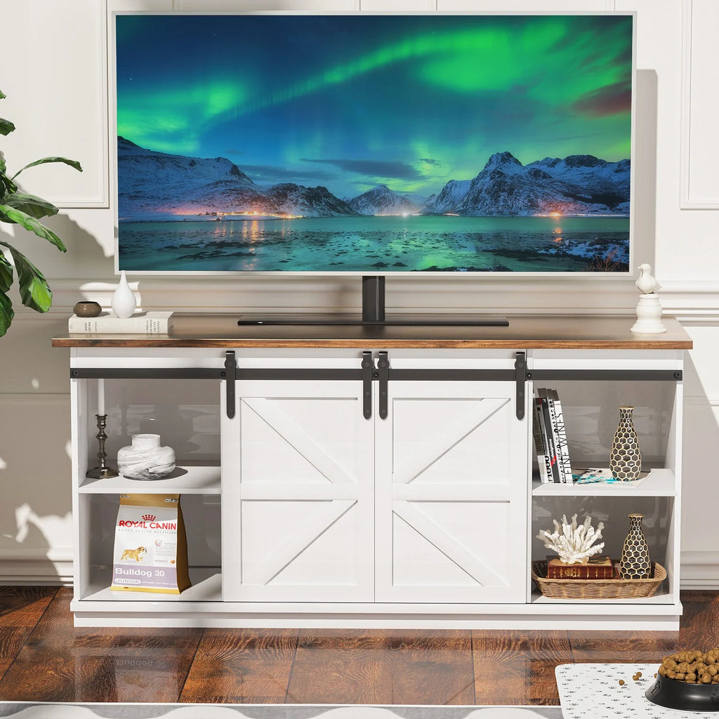 White Sliding Barn Door TV Stand B421061