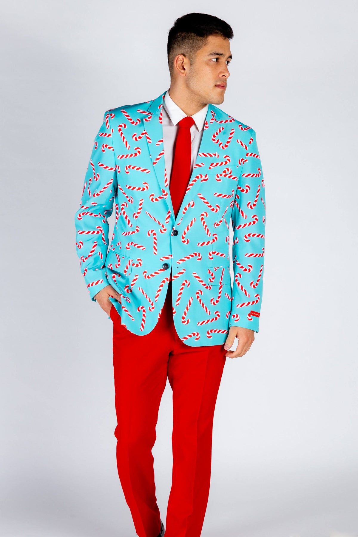 Candy Cane Print Christmas Suit Size 52 Multicolored N256