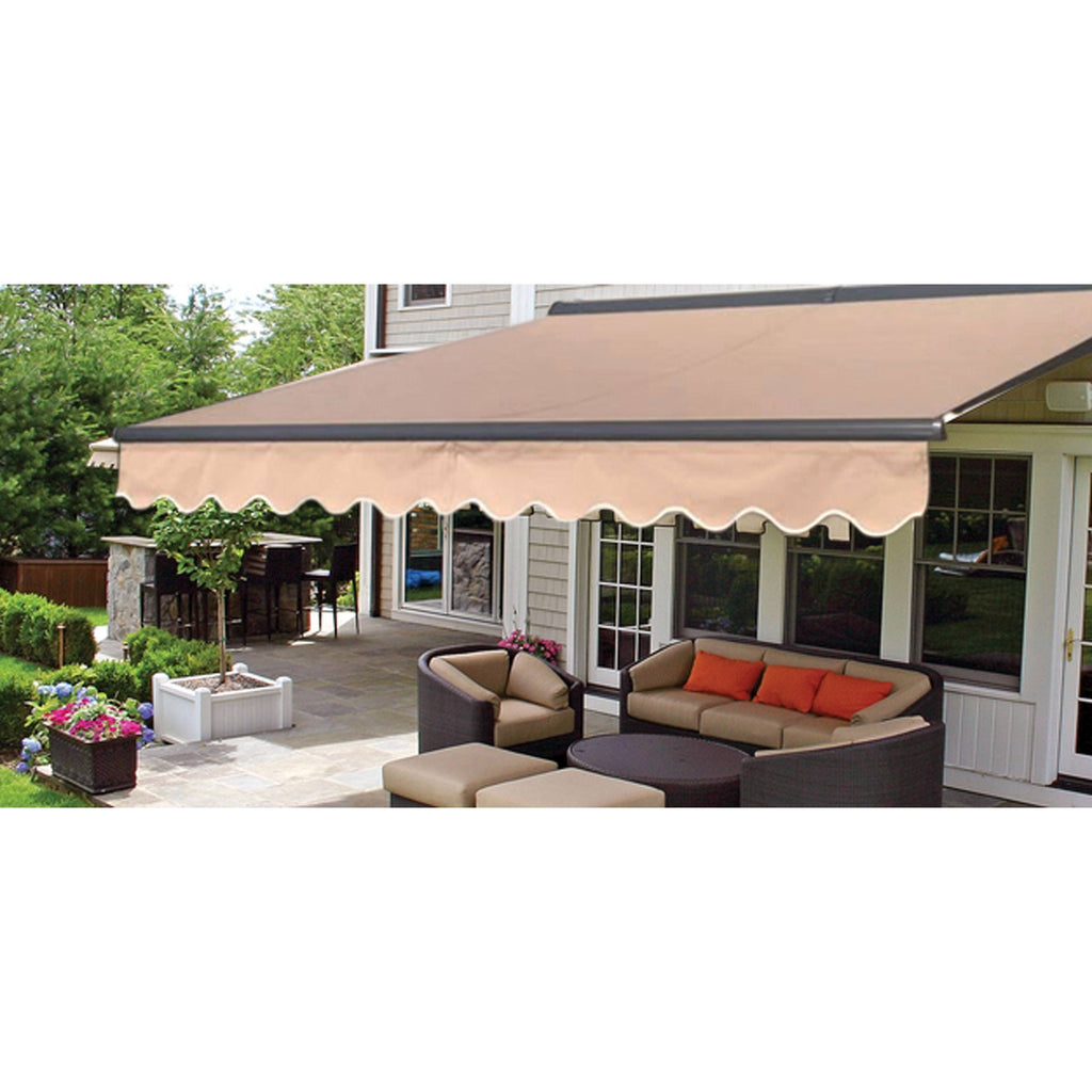 Motorized LED Half Cassette Retractable Awning 10 x 8 Feet, Sand Y42056