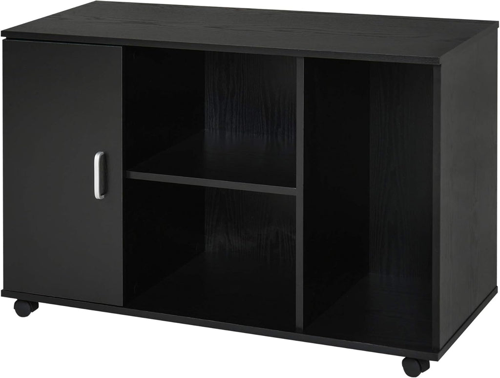 White Wood Rolling File Cabinet with 3 Open Shelves T370