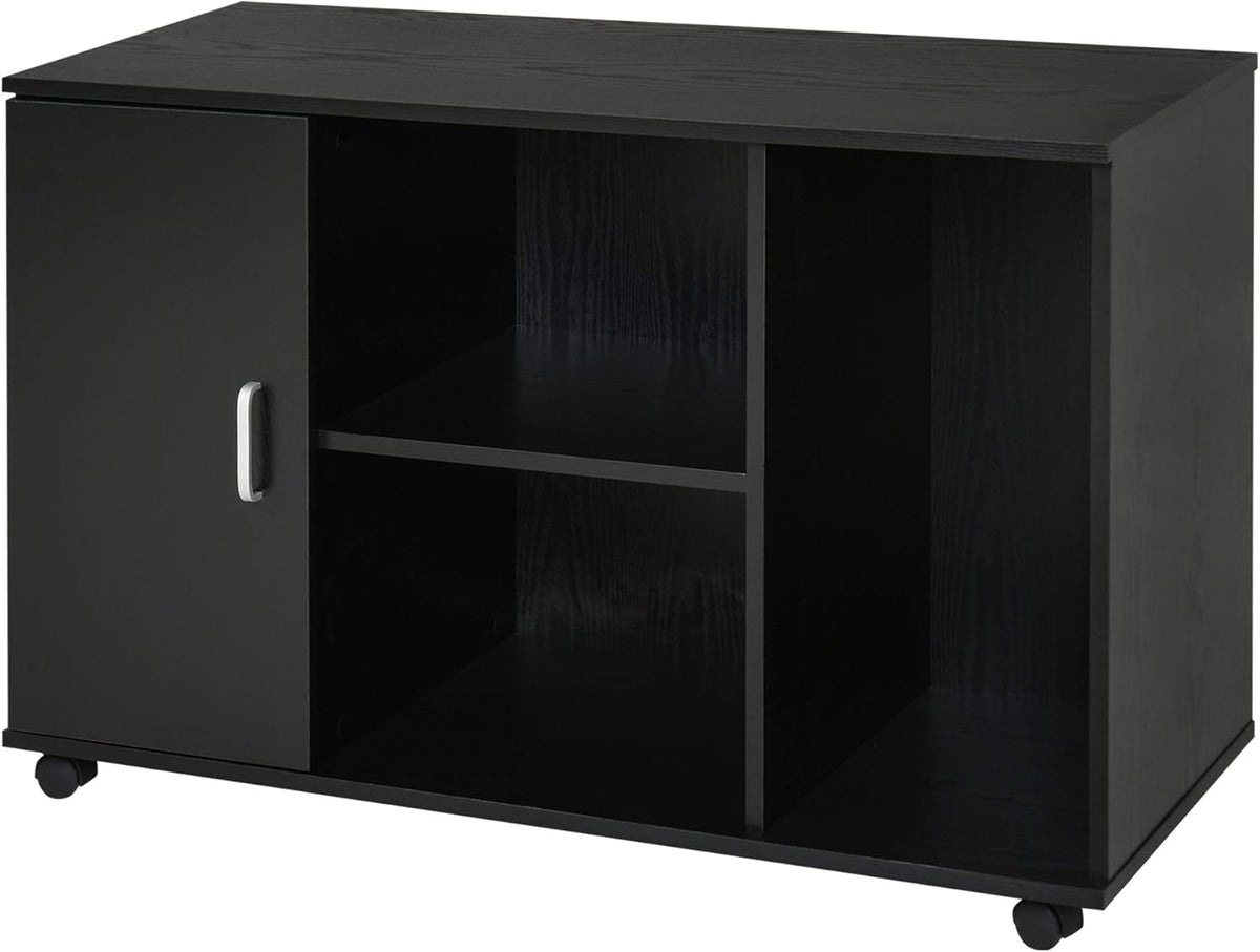White Wood Rolling File Cabinet with 3 Open Shelves T370
