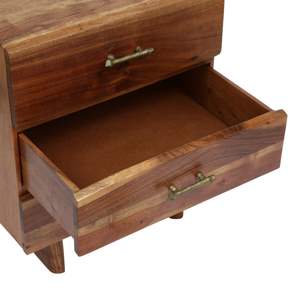 Acacia Wood 3 Drawer Nightstand T675884