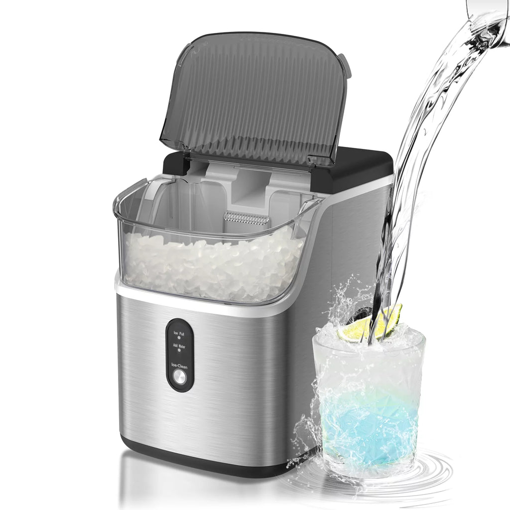 Nugget Ice Maker Countertop 33lbs/24H Self-Cleaning Stainless Steel Silver H380678