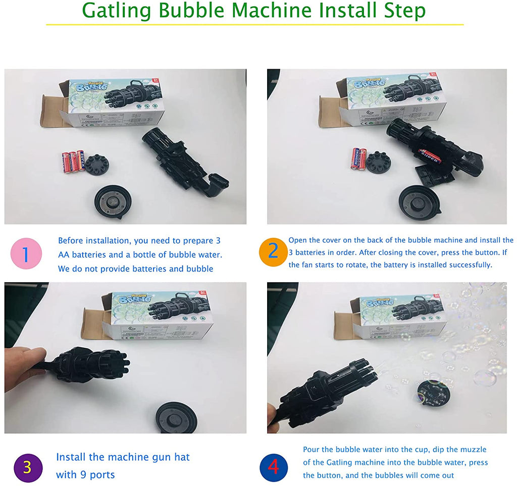 Gatling Bubble Machine 8-Holes Bubble Maker Bubble Gun Toys for Kid, 1 pc V23600