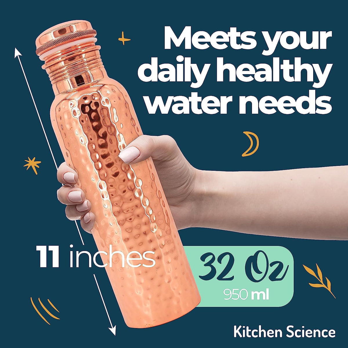 Copper Water Bottle with Copper Tumbler, Carrying Bag & Deco Sleeve A9397