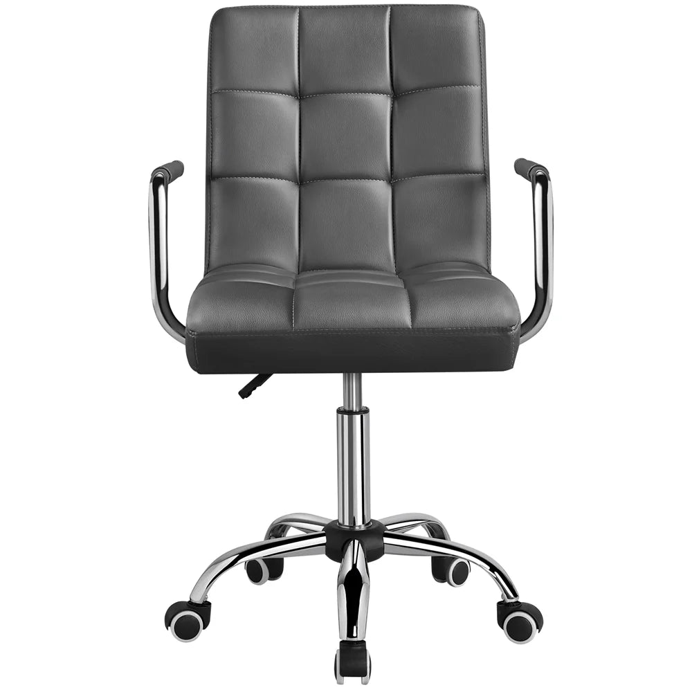 Gray PU Leather Swivel Office Chair with Armrests R45447