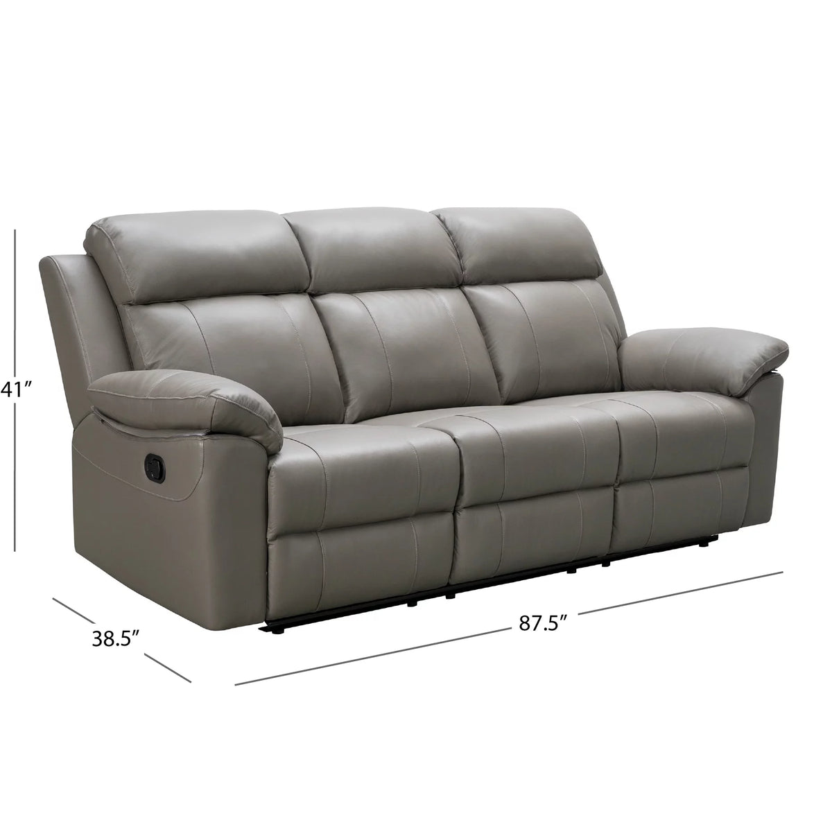 Gray Top Grain Leather Reclining Sofa Set F3752