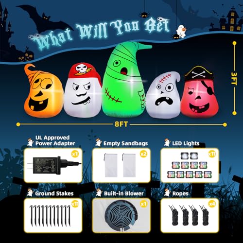 8FT Halloween Inflatable Pumpkin with Built-in LED Lights H85745