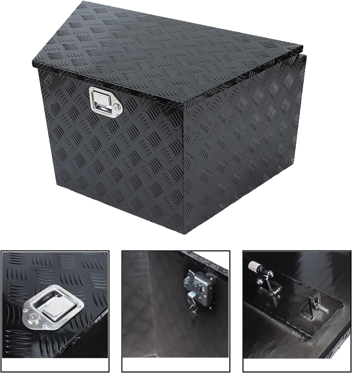 Black Heavy Duty Aluminum Trailer Tongue Tool Box with Lock C819373
