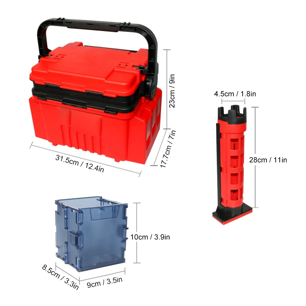 Travel Fishing Case Box with Rod Stands and Bottle Holder ABS Construction X85779