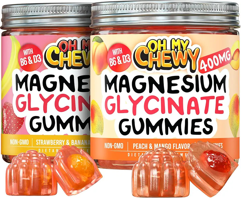 Strawberry Banana Peach Mango Magnesium Gummies 2 Bottles K128439