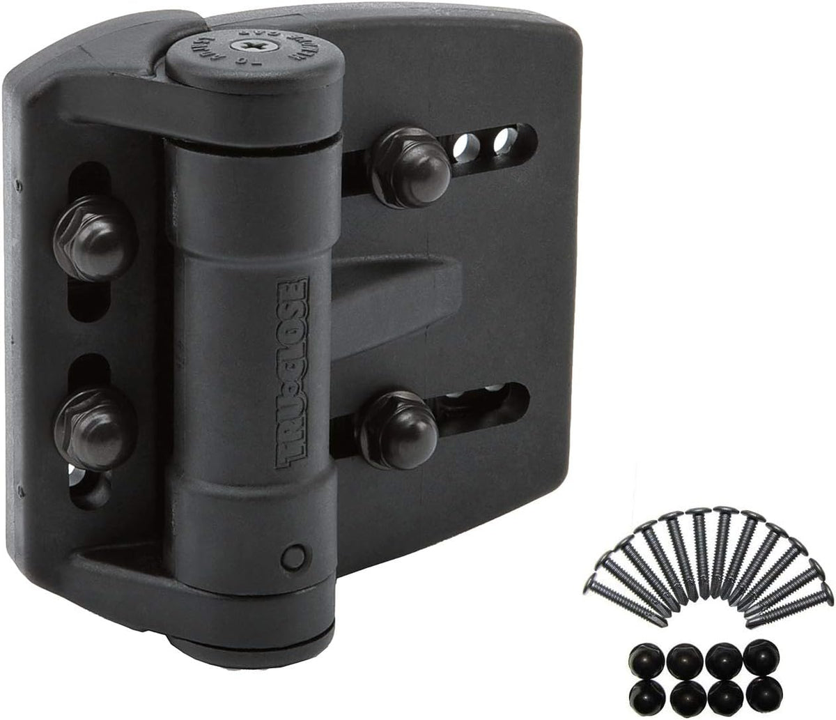 Black 3-Way Adjustable Round Post Gate Hinges, 2 Count L697