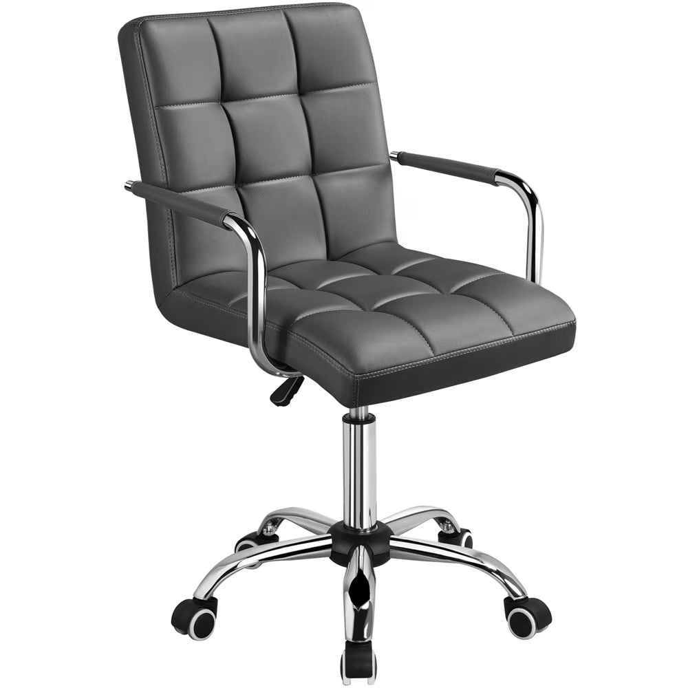 Gray PU Leather Swivel Office Chair with Armrests R45447