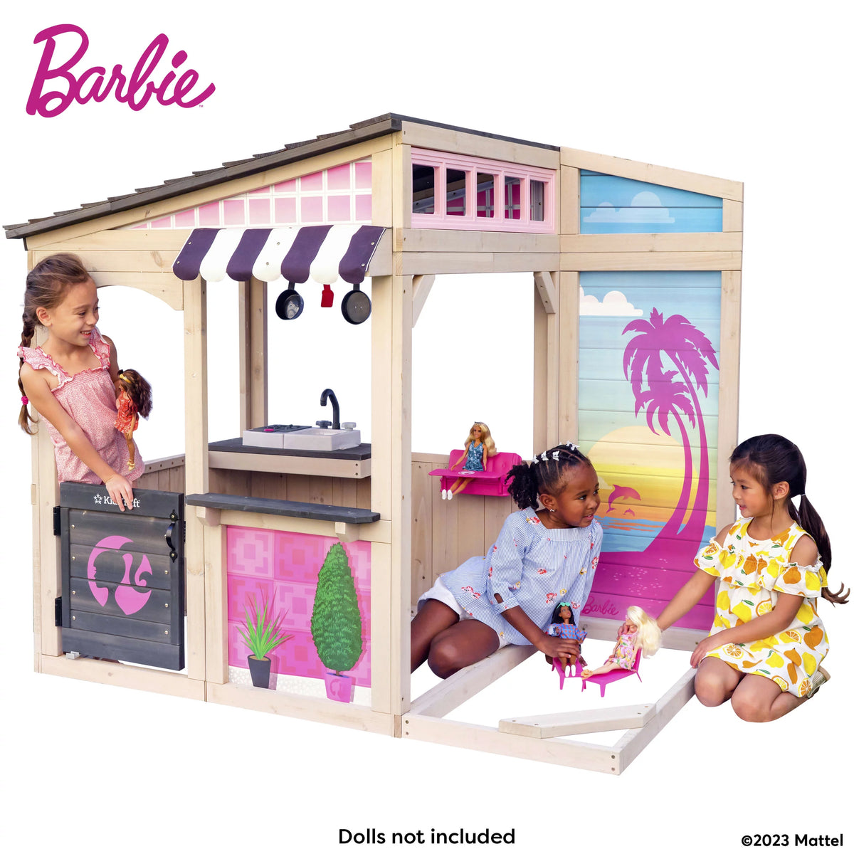 Wooden Outdoor Playhouse with Doll Table and Chairs S808