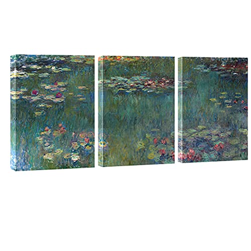3 Panels Framed Canvas Wall Art Water Lilies B73353