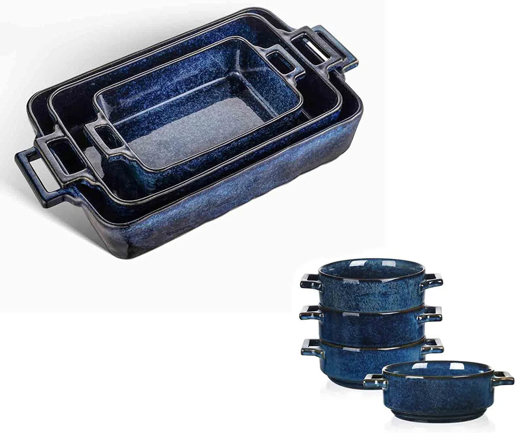 7-Piece Porcelain Blue Bakeware Set L4424