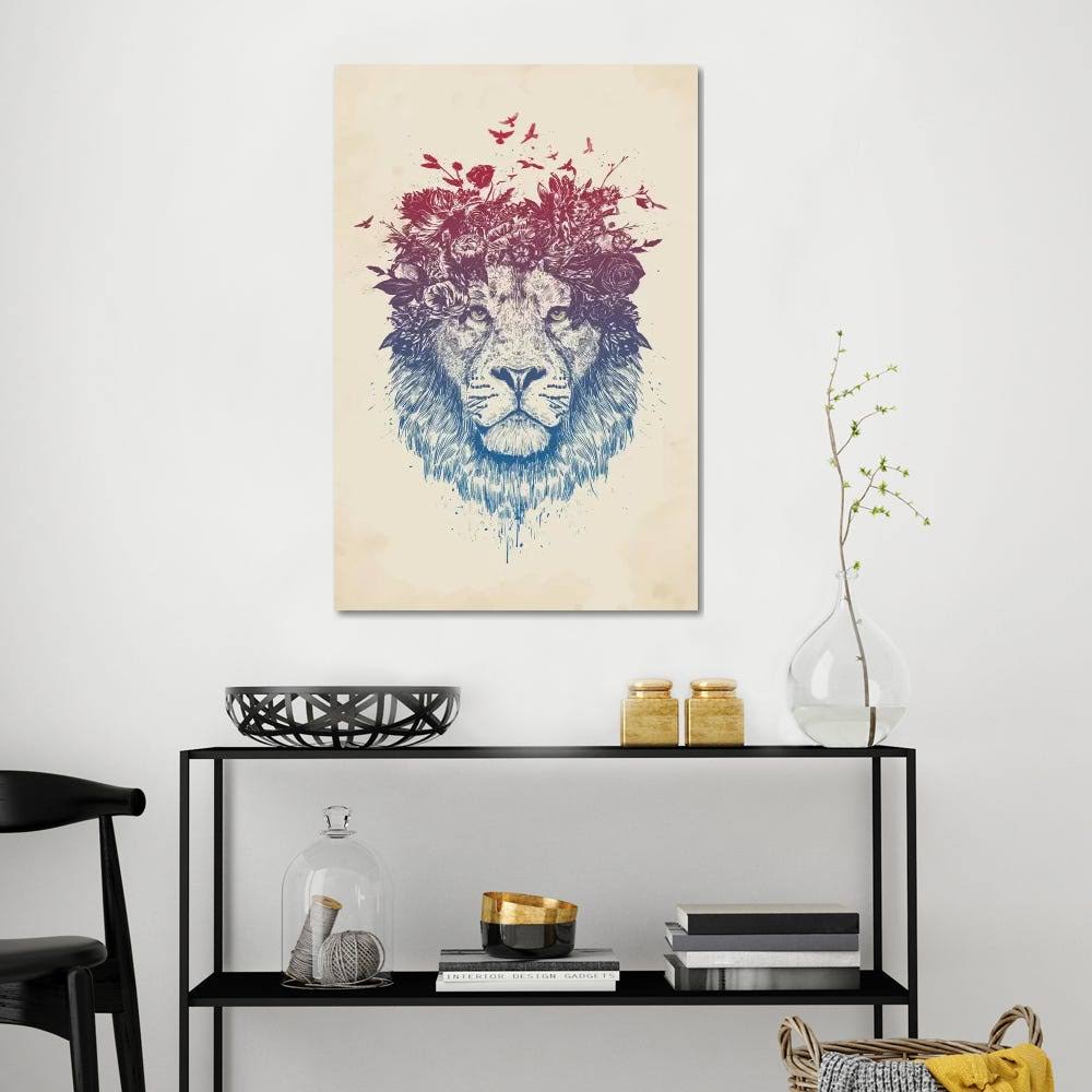 Canvas Wall Decor Prints Floral Lion Y46754