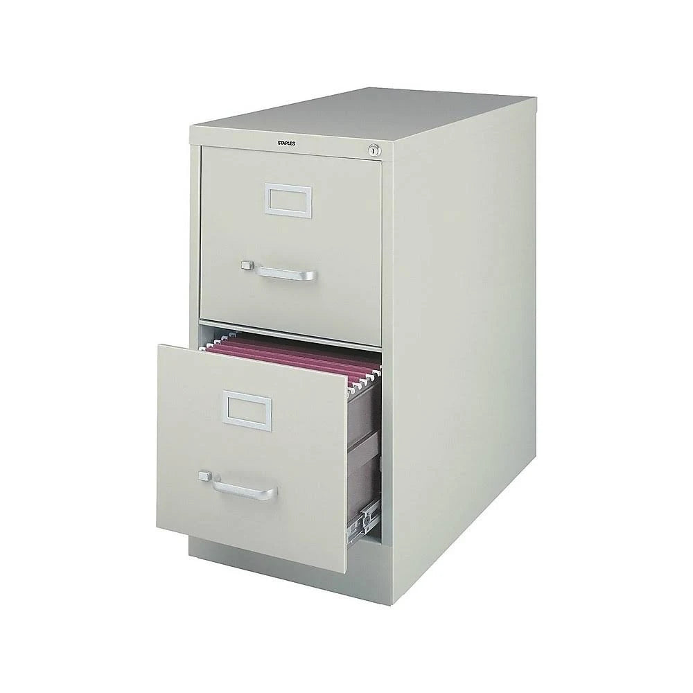 Vertical Filing Cabinet 2 Drawers Metal Light Gray S7052