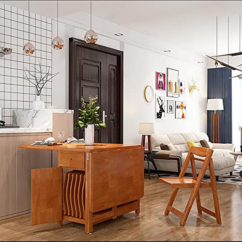 White Solid Wood Drop Leaf Dining Table with 4 Chairs J437469
