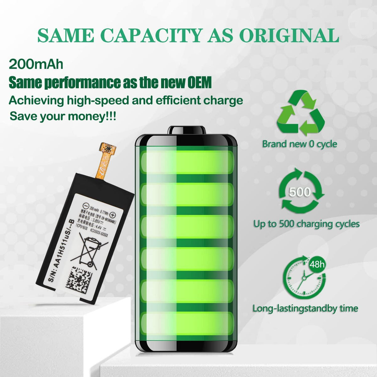 Battery Replacement for Samsung Gear Fit 2 Fitness Smartwatch 200mAh with Repair Tools W401