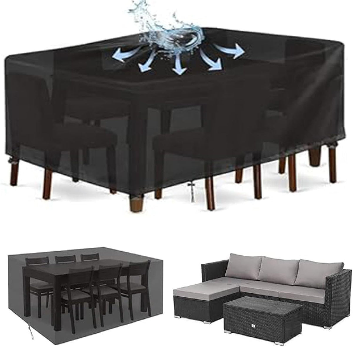 Heavy Duty 600D Waterproof Outdoor Sectional Sofa Cover V44645